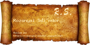 Rozsnyai Sándor névjegykártya